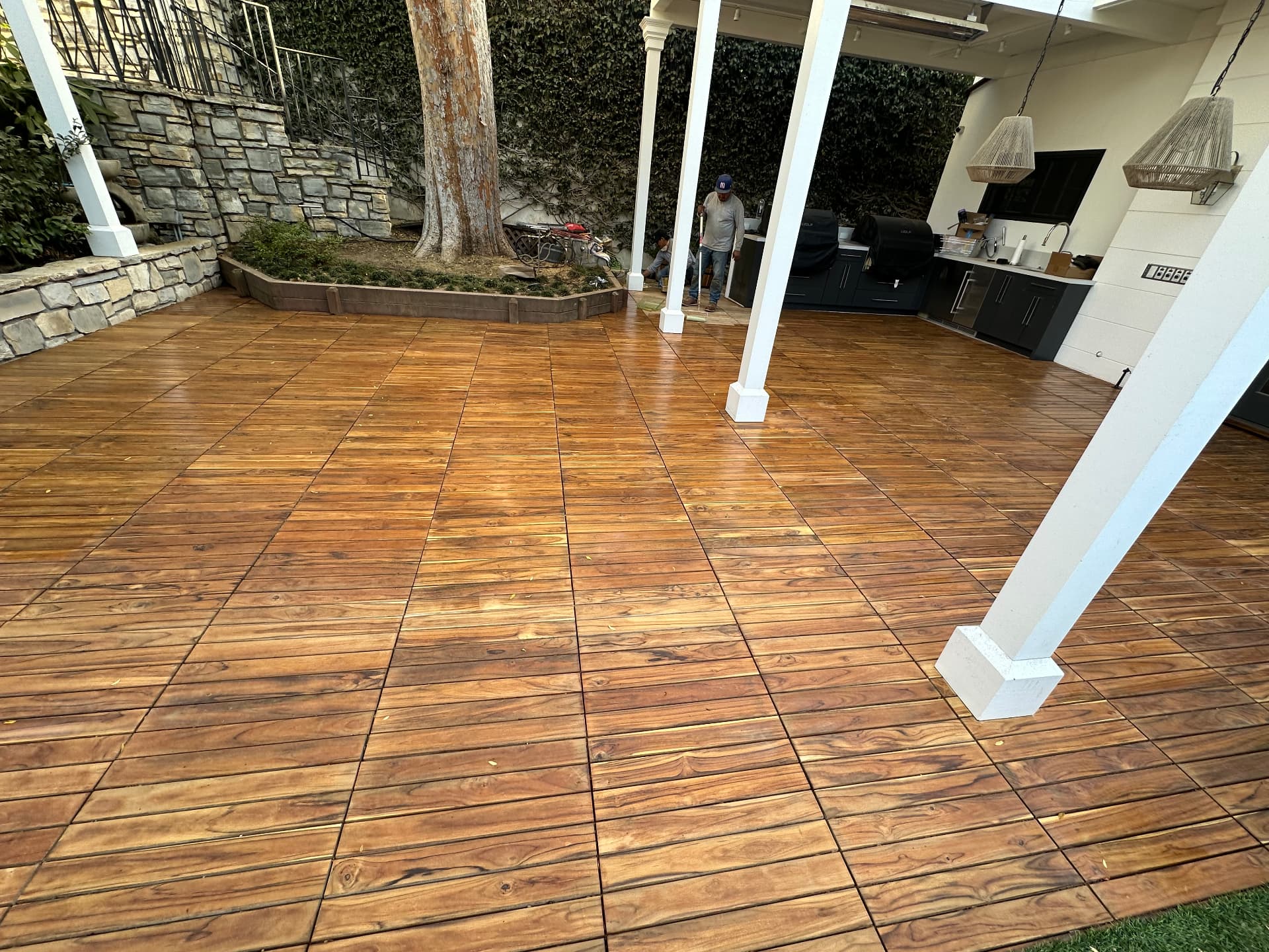 Ipe deck tile restoration after