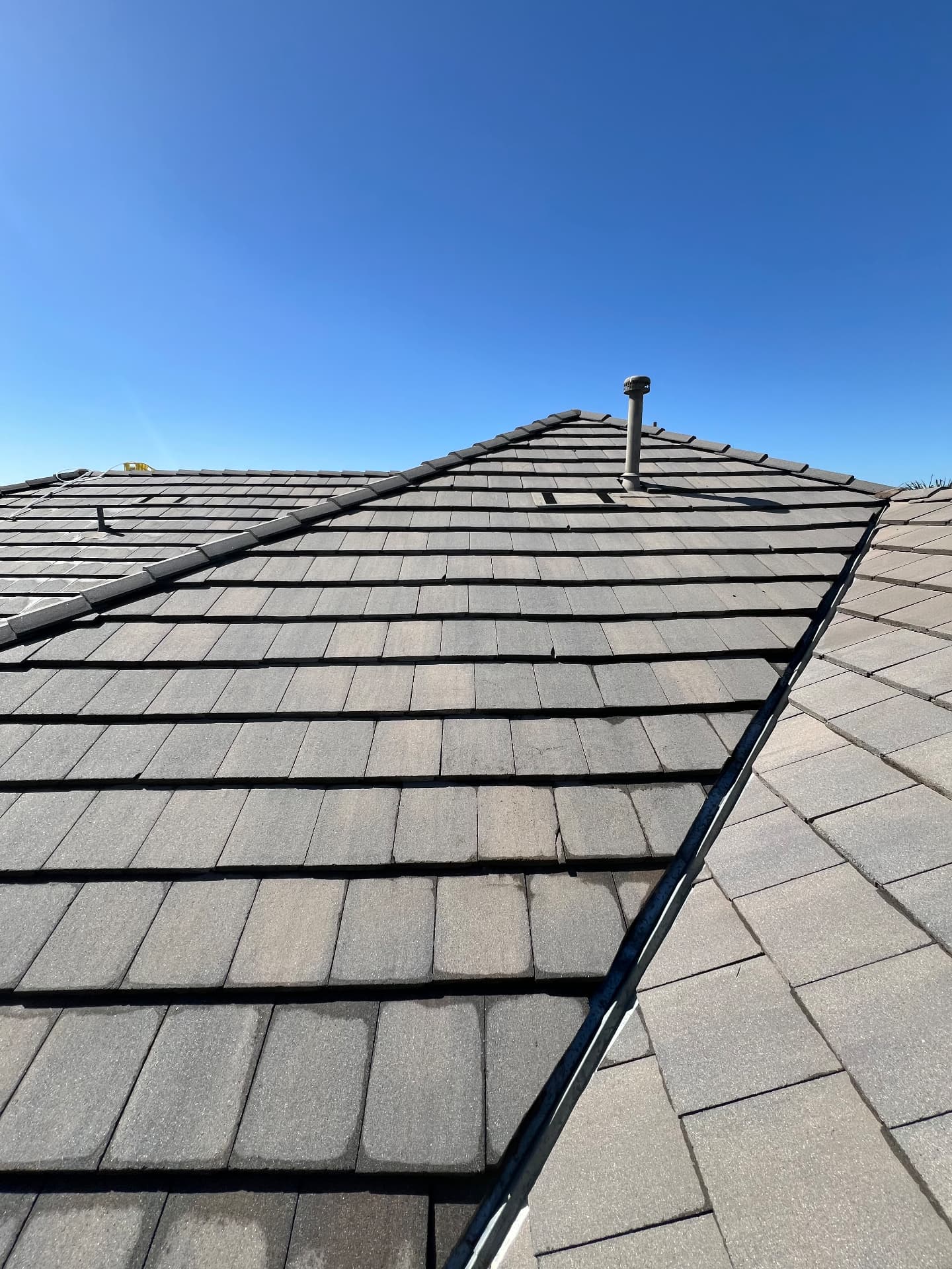 Concrete tile roof wash after
