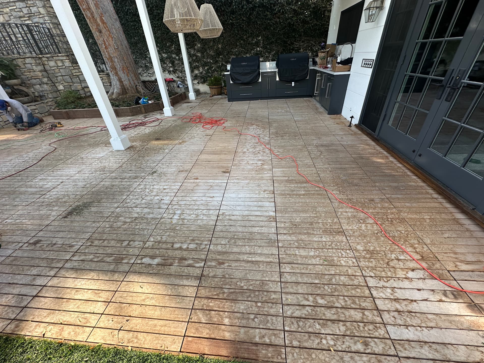 Ipe deck tile restoration before